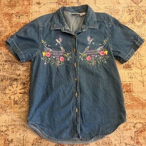 Vintage Bobbie Brooks denim embroidered top